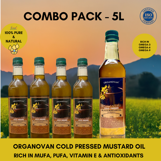 Organovan Cold Pressed Mustard Oil -5L Combo Pack Organovan