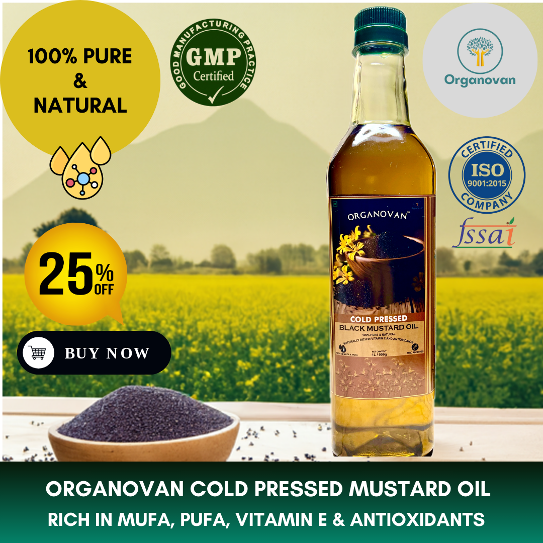 Organovan Cold Pressed Mustard Oil - 1L | Swaad Se Sehat Tak Organovan