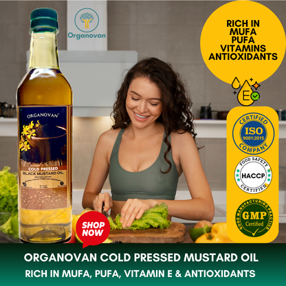 Organovan Cold Pressed Mustard Oil - 1L | Swaad Se Sehat Tak Organovan