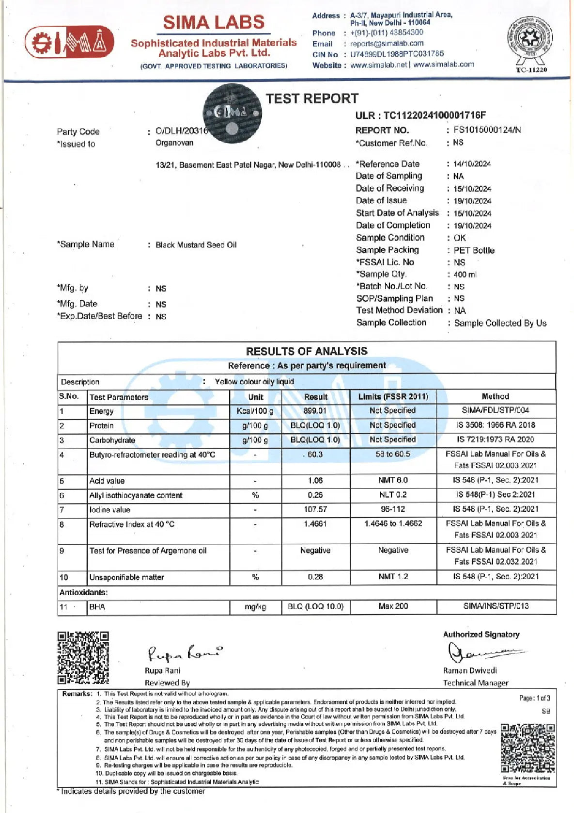 Cold Pressed Black Mustard Seed Oil 1 litre | Kachi Ghani Oil - Organovan